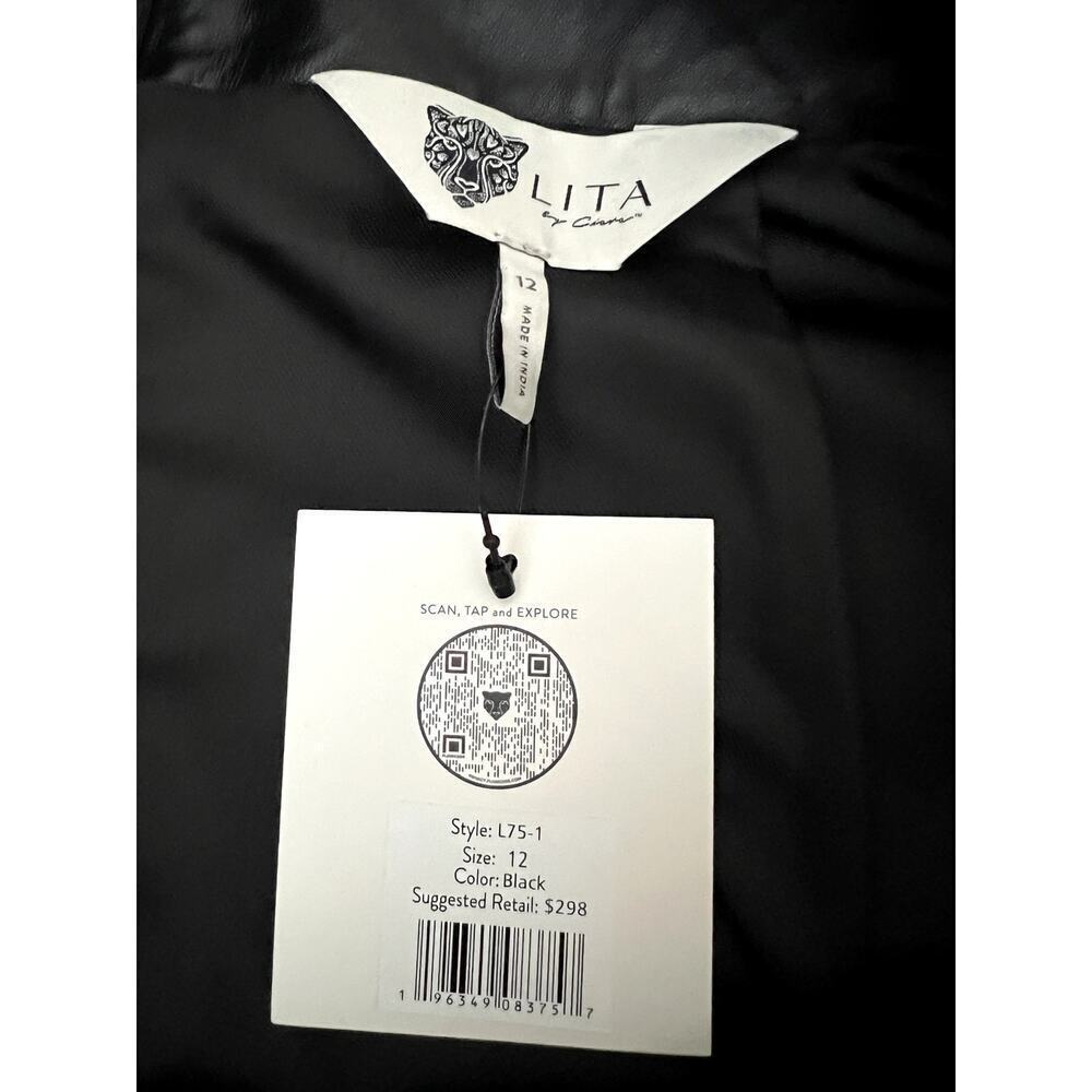 NEW Lita By Ciara Revolve 100% Lamb Leather Black Skirt - Picture 4 of 6